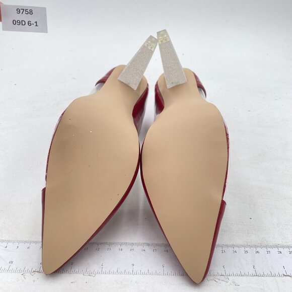 FSJ Red Clear Pointed Toe Shiny High Cone Heel Pumps Classic Party Dress Shoes - Picture 6 of 8